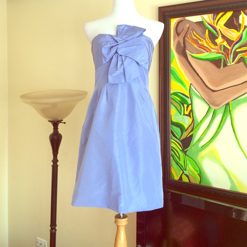 J. Crew Periwinkle Strapless Bow Party Dress